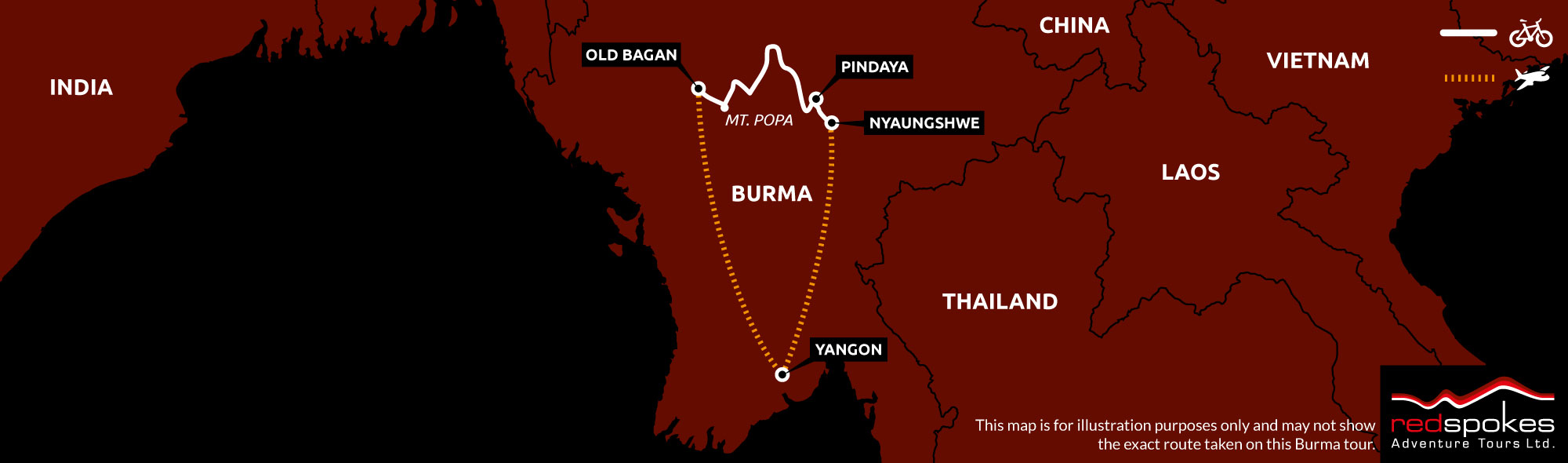 Example route for this Burma cycling holiday