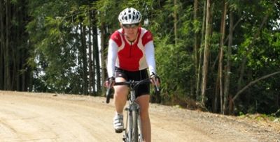 Heather McCulloch Cycling on the  tour with redspokes