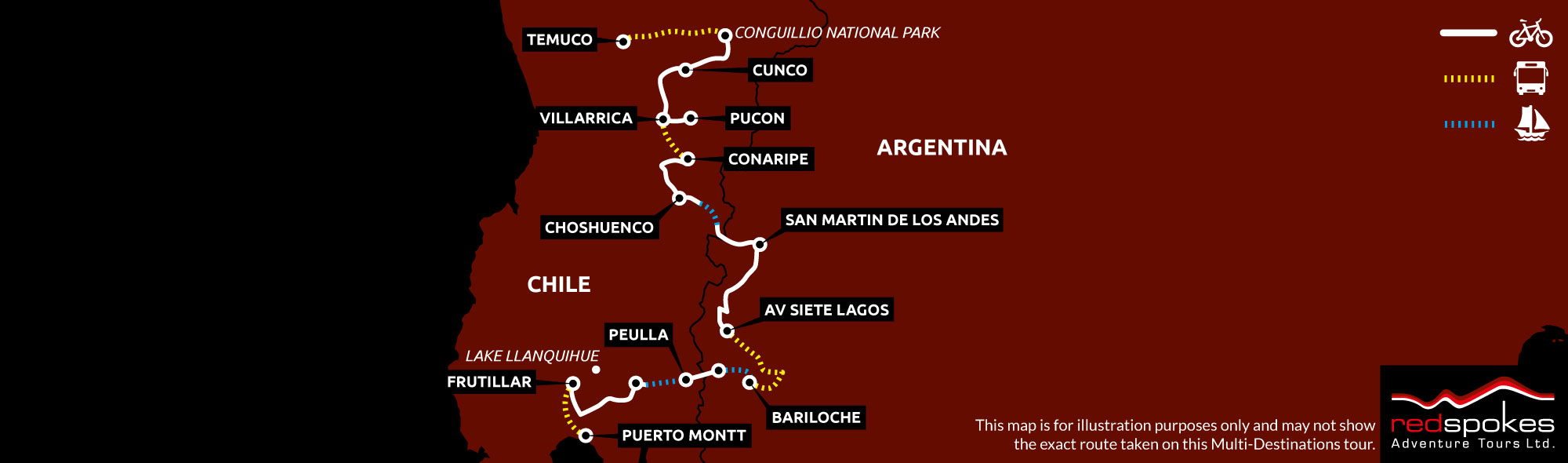 Example route for this  Multi-Destinations cycling holiday