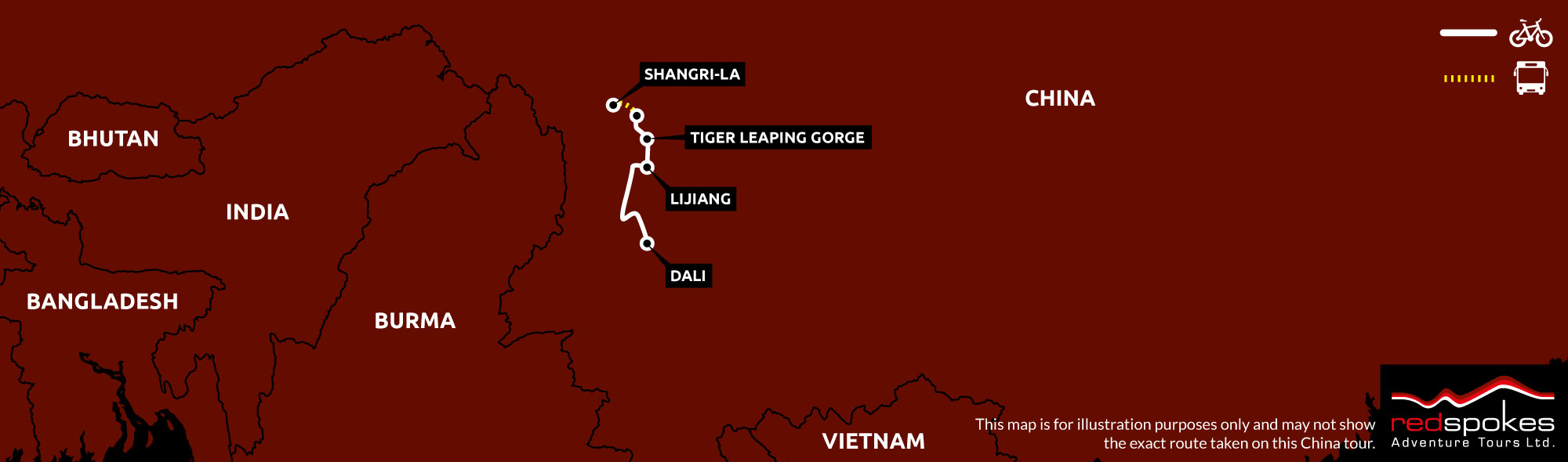 Example route for this China cycling holiday