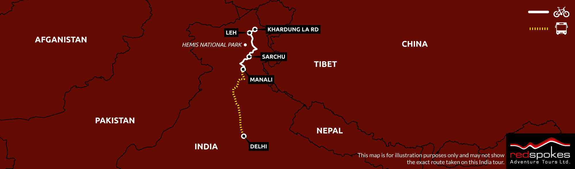 Example route for this Nepal cycling holiday