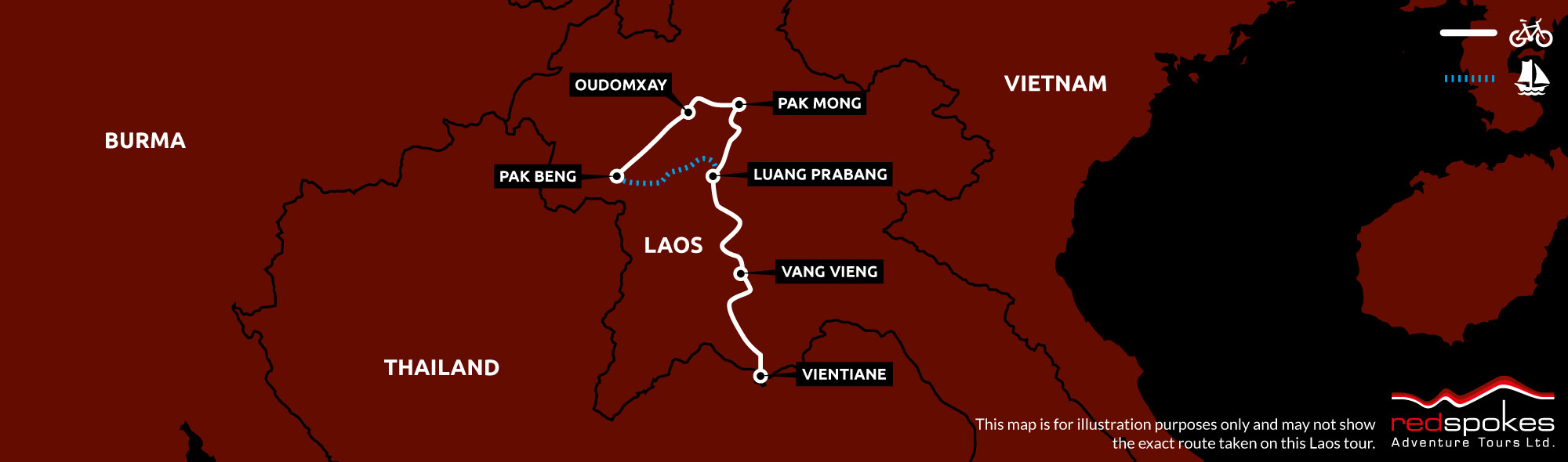 Example route for this Laos cycling holiday