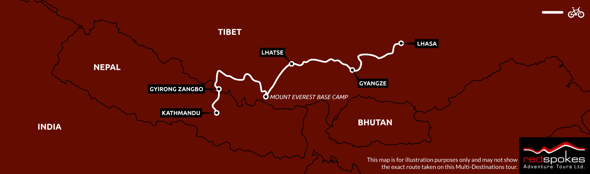 Example route for this Tibet cycling holiday