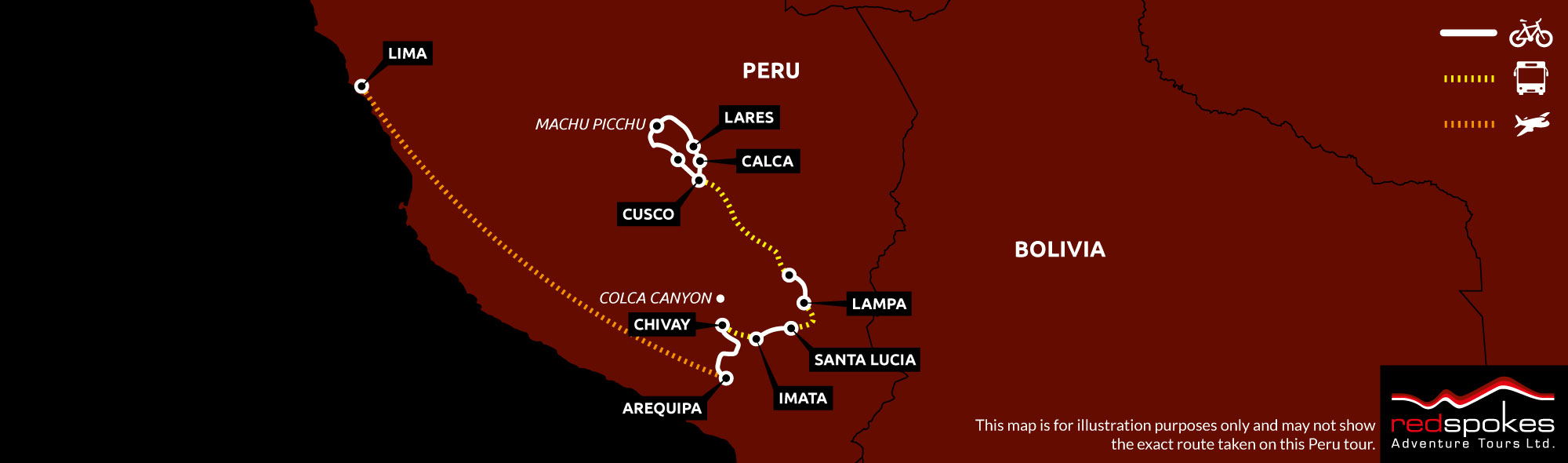 Example route for this Peru cycling holiday