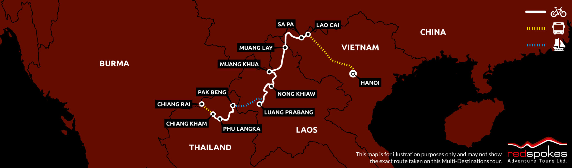 Example route for this Thailand cycling holiday