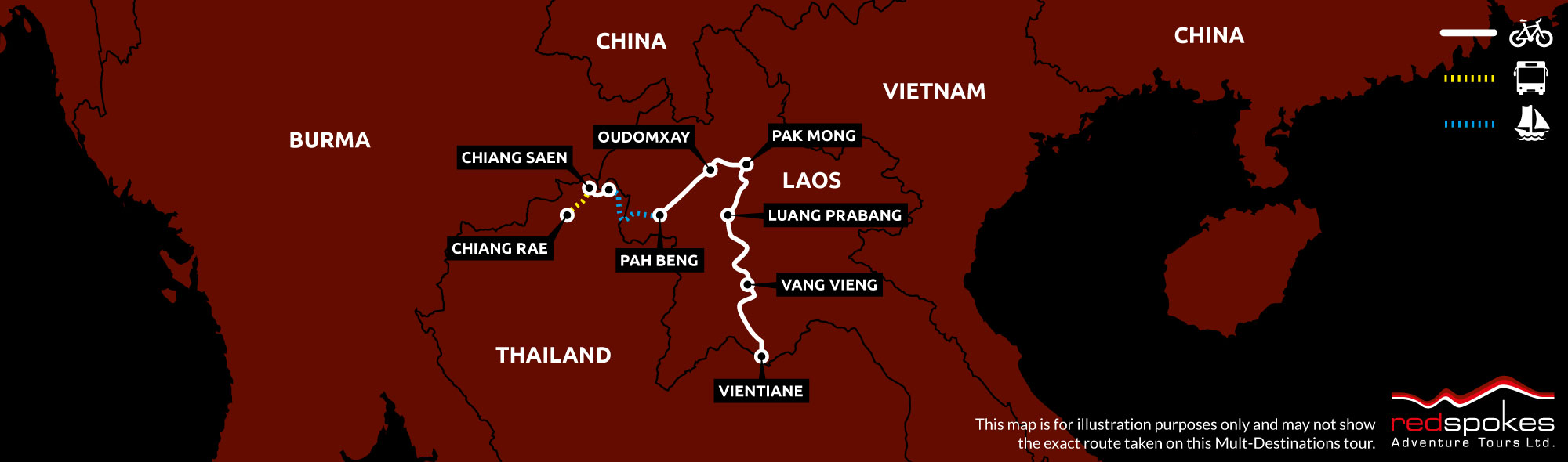 Example route for this Laos cycling holiday