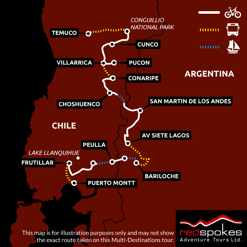 Example route for this Chile cycling holiday