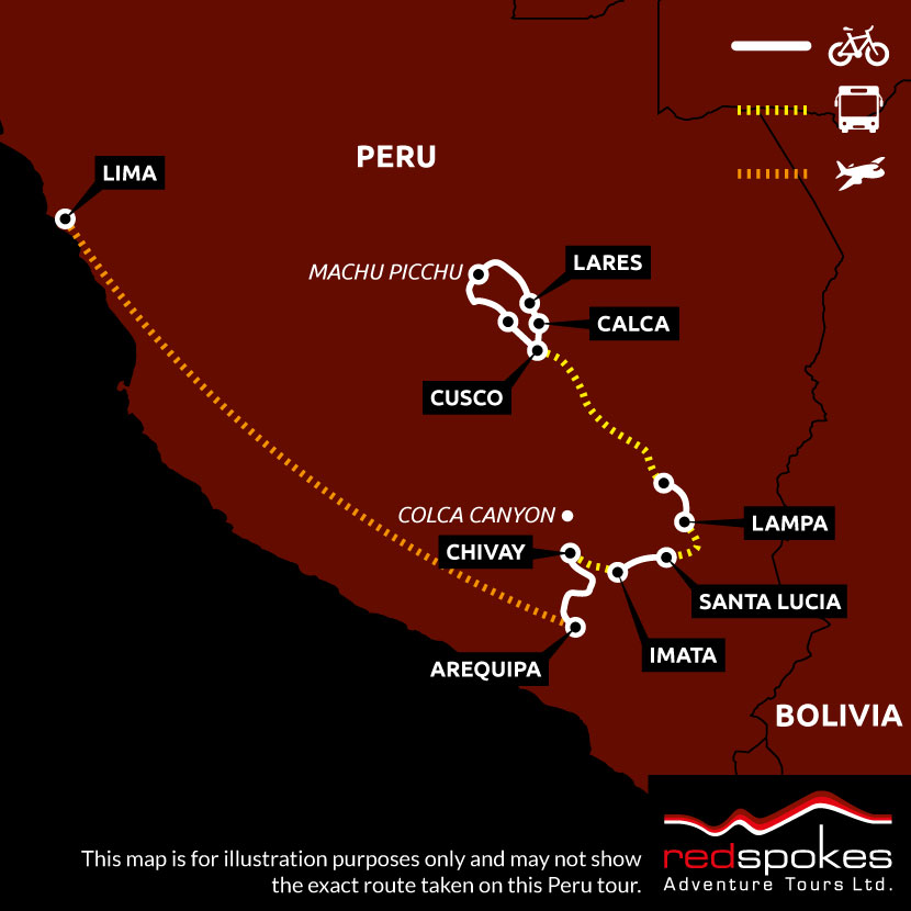 Example route for this Peru cycling holiday