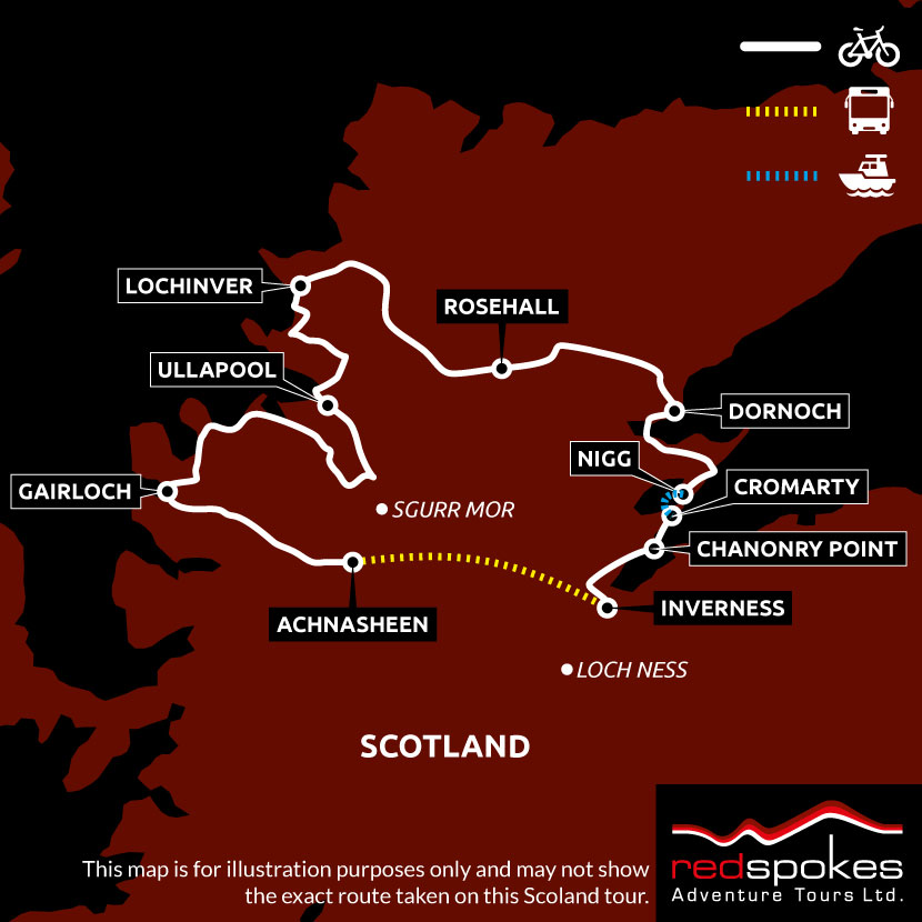 Example route for this Scotland cycling holiday
