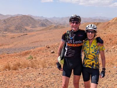 Cheryl Hyslop Cycling on the  tour with redspokes