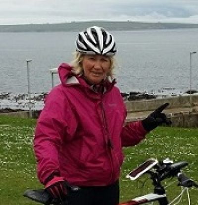 Barbara Bennett Cycling on the  tour with redspokes