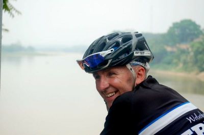 Andy Harriman Cycling on the  tour with redspokes