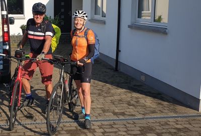 Janice and Simon Cycling on the  tour with redspokes