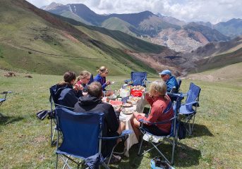 A scenic lunch stop high in the mountains.