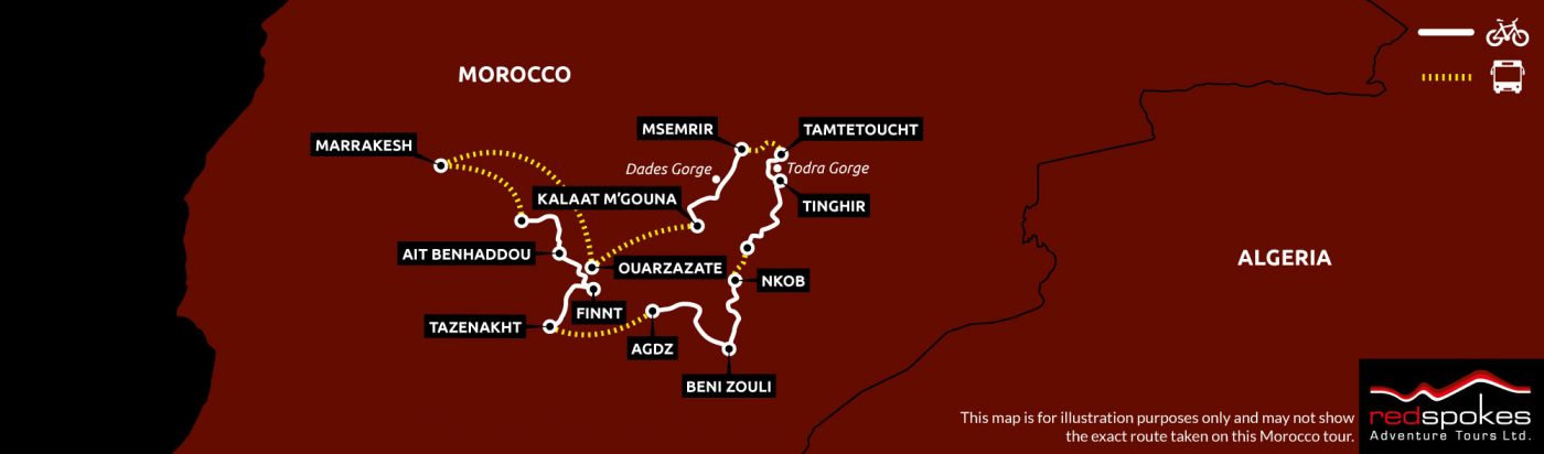 Morocco Cycling Holiday Map